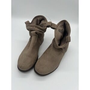 Kohl's Women's US 6 Taupe Slouchy Ankle Boots Textile Pull On Low Heel‎